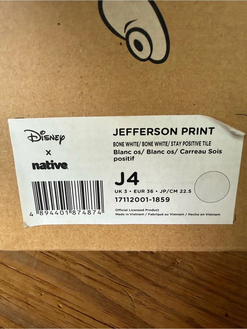 Native Jefferson Slip-On Sneakers with Disney Mickey Cartoon Print